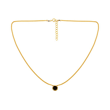Collar Diamantes 1 Cuadrado Dorado Corto Negro